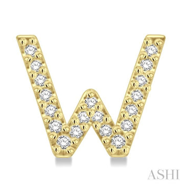 1/8 Ctw Initial 'W' Round Cut Diamond Earrings in 10K Yellow Gold
